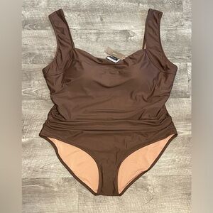 J. Crew Nia ruched squareneck one-piece